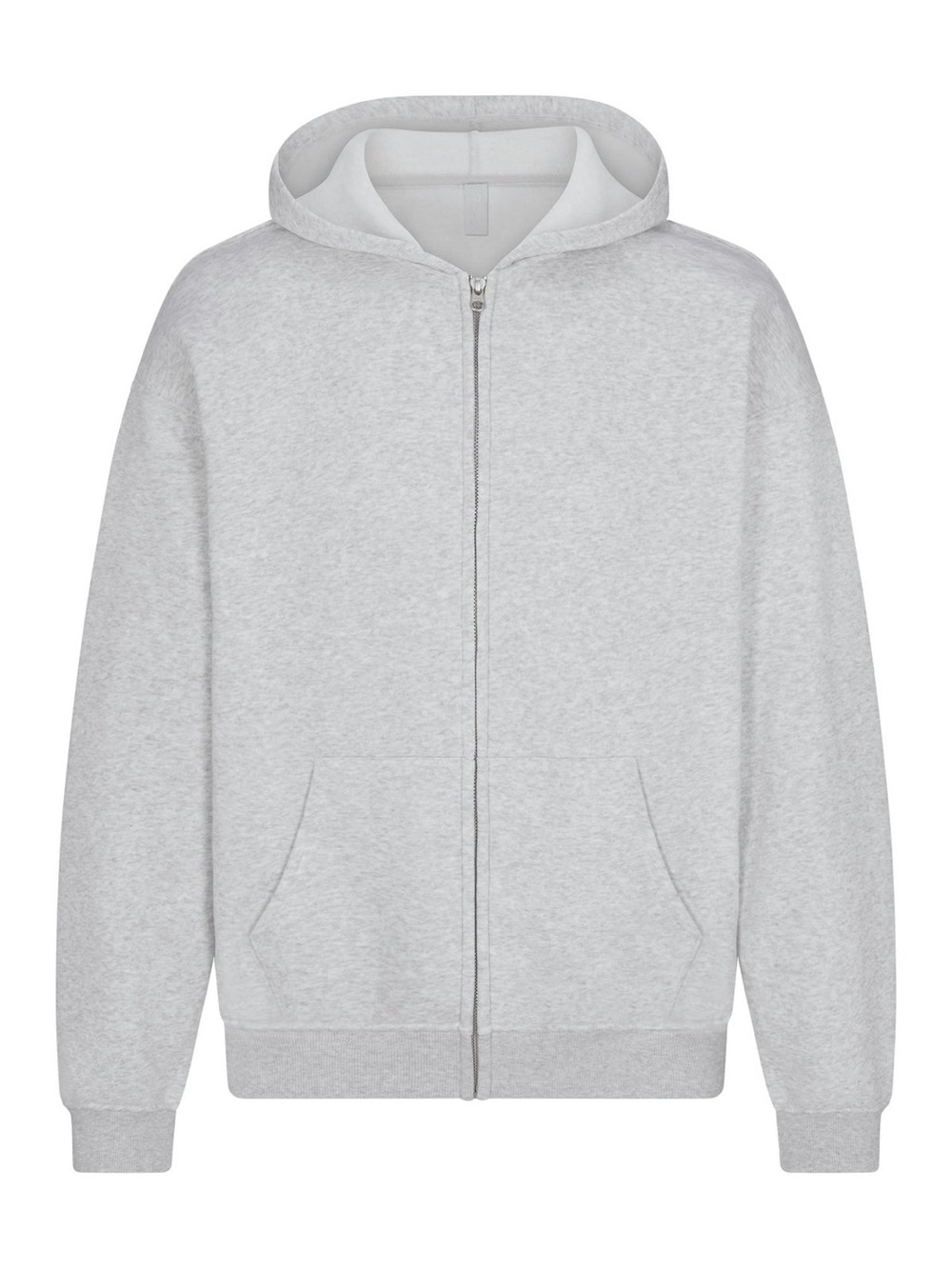 SKIMS Fleece Lounge Relaxed Zip Up Hoodie Light Heather Gray M NWT
